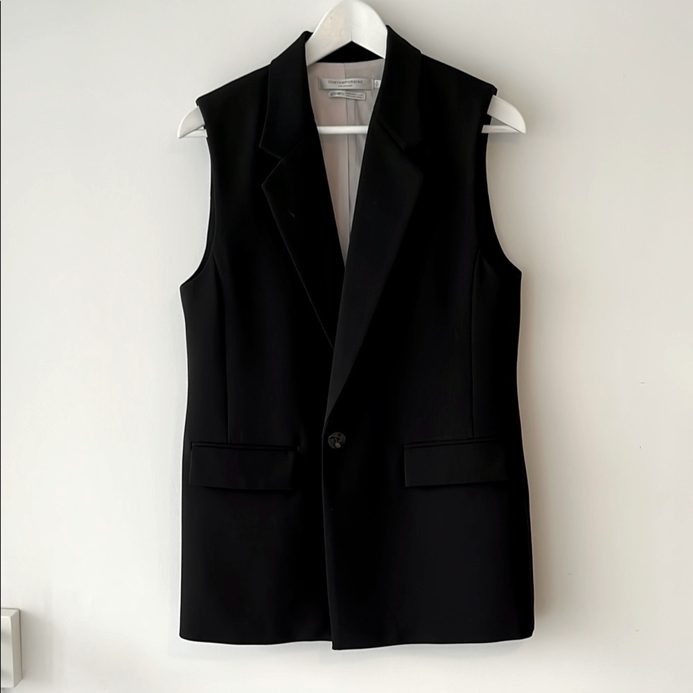 Black Sleeveless Blazer Vest
